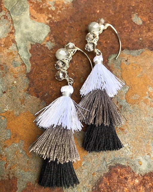 3 tier top tassel earrings